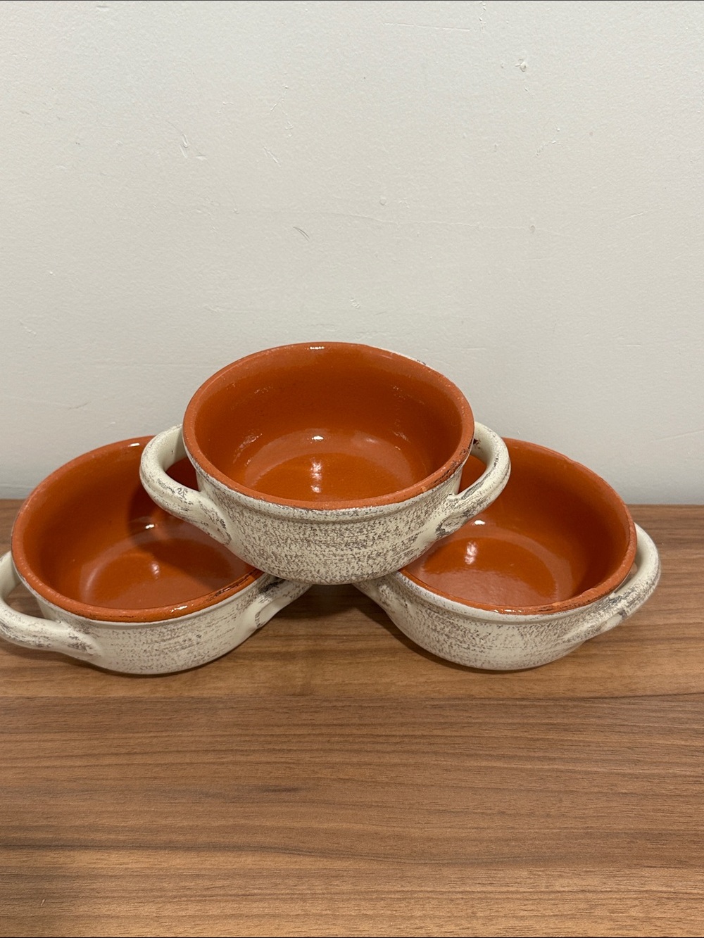 De Silva , Italian Rust Orange Glazed Stoneware . Set of 3